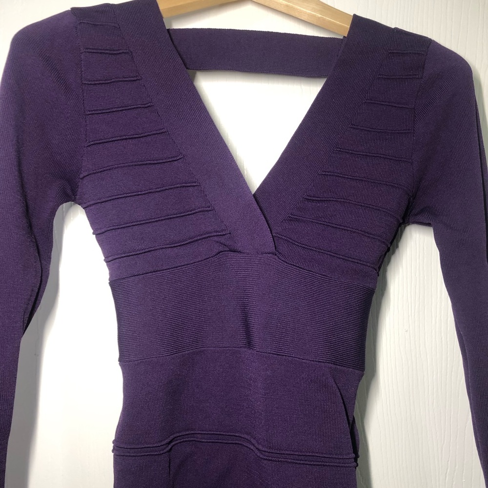Long sleeve purple bandage dress